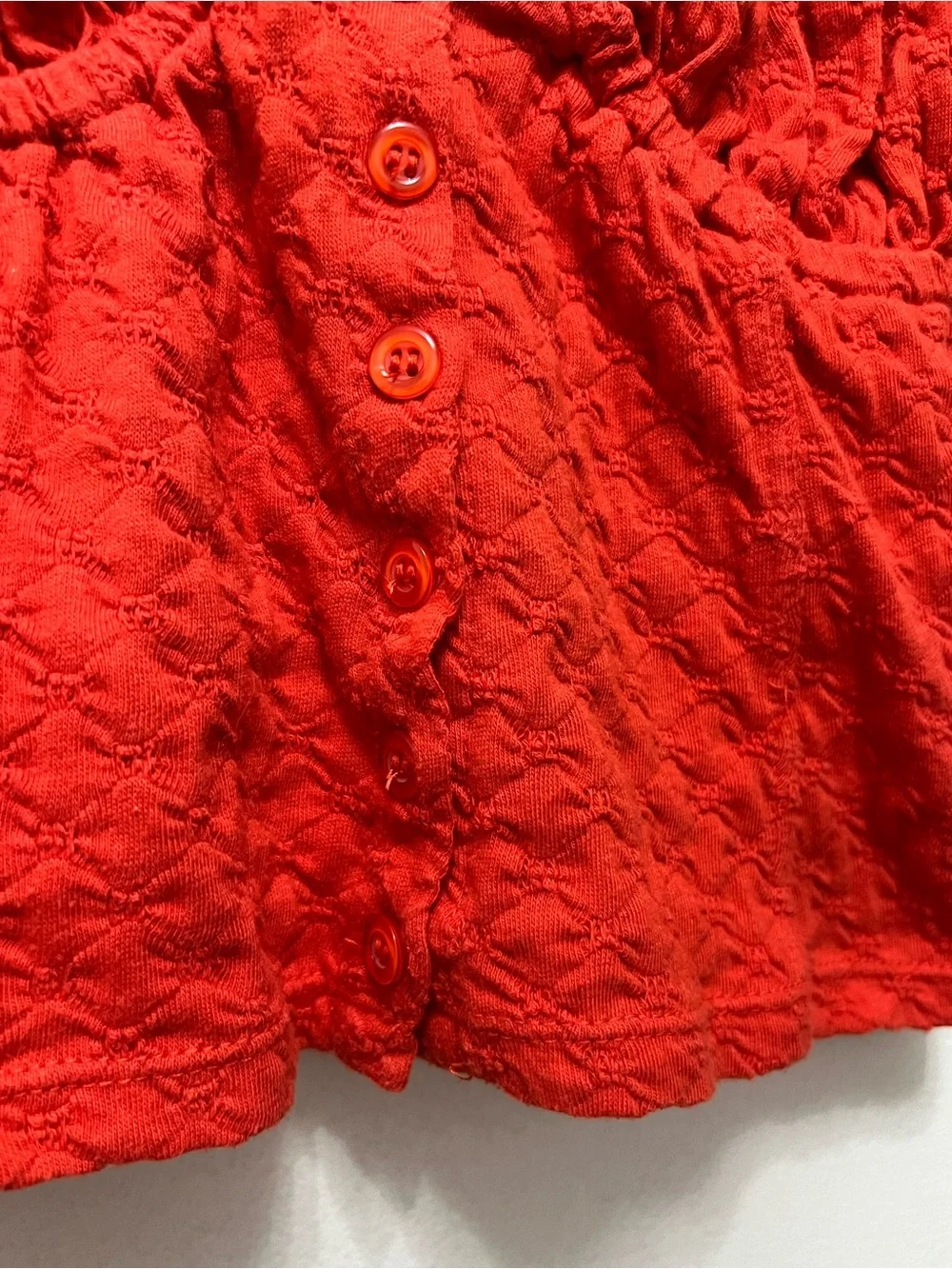 Free People Ladybug Long Sleeve Top Red Cropped Button Front Size Small